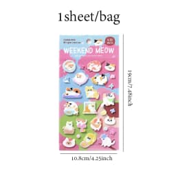 Mr.Paper 1 Sheet 3D Felt Pet Stickers Pet Lover Series Kawaii Cat & Dog Fluffy Puffy Sticker for Journal Scrapbook Decor