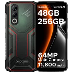 DOOGEE Blade20 Plus Rugged Phone 48GB+1TB 6.6" 120Hz Display 11800mAh Large Battery Helio G100 64MP Camera NFC Gemini AI NFC Android 16 Smartphone
