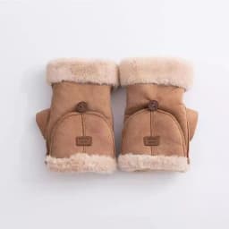 Thicken Flip Cover Suede Gloves Warm Velvet Touch Screen Wool Lining Half Finger Gloves Winter Outdoor Writing Student Gloves