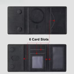 MagSafe Compatible PU Leather Card Wallet Foldable Magnetic Card Holder 6 Card Slots Kickstand Phone Back Wallet For iPhone
