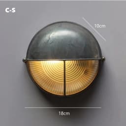 Round Outdoor Retro LED Wall Lamp E27 Waterproof Moisture Industrial Aluminium Glass Sconce Light Bathroom Garden Porch Light