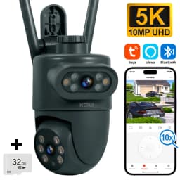 KERUI 5K 10MP HD Wifi PTZ IP Camera Outdoor Dual Lens Dual Screen AI Auto Tracking CCTV Audio Video Surveillance TUYA SMART