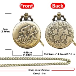 Retro Bronze Steampunk Soldier Flip-Back Quartz Necklace Series Commemorative Pocket Watch For Male And Female Students