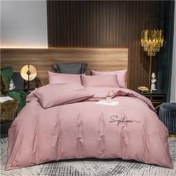 Svetanya Solid Cotton Embroidery Bed Linens Hotel Home Bedding Sets Sheet Pillowcase Duvet Cover Set