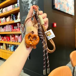 Creative Bowknot Woven Rope Keychain Chocolate Bagel Bread Keychain Polyester Anti-lost Bag Decoration Woven