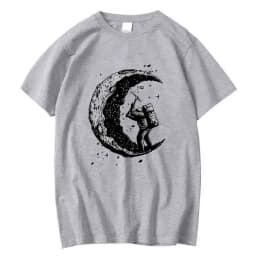 Men's High Quality Cotton Blend Moon Print Casual Summer Cool Short Sleeve Men Tshirt Loose t-shirt Male Tee Shirts Male Tee Top