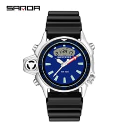 SANDA Sport Men Quartz Digital Watch Creative Diving Watches Men Waterproof Alarm Watch Dual Display Clock Relogio Masculino