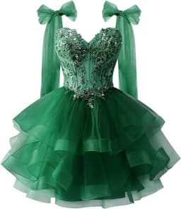 Bow Shoulder Strap Layered Chiffon Dress Starry Lace Three-dimensional Decal Youth Short Dance Sequin Dress Customized