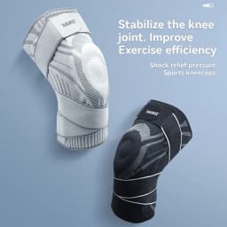 AOLIKES 1PC Compression Crossfit Elastic Sport Knee Sleeve with Long Straps Knee Brace with Silicone Gel for Basketabll Cycling
