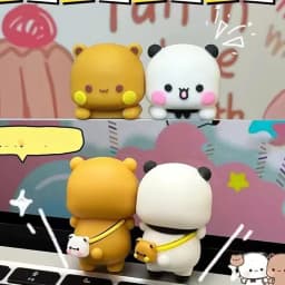 Kawaii Bubu Dudu Anime Figures Home Car Phone Ornament Cute Panda Mini Toy Cartoon Yier Bear Doll Screen Decor Couple Gift
