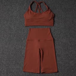 Nylon Yoga Set Gym Two Piece Sets Womens Bra Top Women Cycling Shorts Sport Fitness Sportswear 45 Colors Womens Clothing