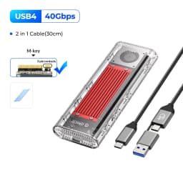 ORICO 40Gbps M.2 NVMe SSD Enclosure with Built-in Cooling Fan, Tool-Free External Hard Drive Enclosure for Thunderbolt 3/4 USB4