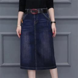 Cowboy Midi Skirt Mid Length 2026 New Spring Summer Denim Wrapped Hip High Waist Split A-Line Skirt Women's Casual Clothes