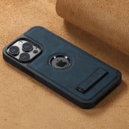 For iPhone 18 Pro 17 16 15 14 13 12 Pro Max Leather Case with Mag-safe Built-in Invisible Stand Protective Slim Kickstand Cover