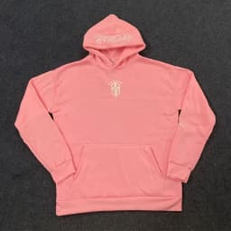 Vintage Letter Embroidered Pink Long Sleeved Pullover Y2K Fashion Personality American Street Autumn Winter Sports Loose Hoodies