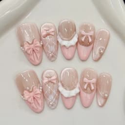 10pcs Purple Cat's Eye Handmade Fake Nails Tips Glitter Mid-length Oval Press on Nails Art Bow Rhinestone Design False Nail Sets