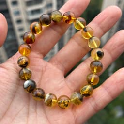 Yoowei 100% Real Amber Bracelet for Unisex Genuine Black Bead Irregular Natural Plant Medical Healing Jewelry Gift Wholesale