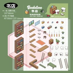 2pcs Cartoon Miniature Scene 3D Landscaping Stickers DIY Cabin Scene Stacking and Pasting Hand Account Cute Gift for Kid Child