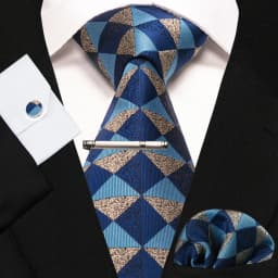 8cm Silk Mens Ties Green Black Ties Plaid Stripe Necktie Pocket Square Cufflinks Tie Clips Set Men's Wedding Business Party Tie