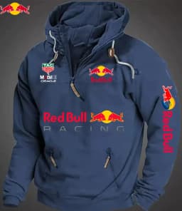 Red Bull Hot Men's Warm Hoodie - Winter Spring - Comfortable Zipper and Multiple Pockets - Classic Solid Color