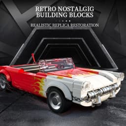 249PCS Retro C1 Convertible Car Building Blocks Flame Classic Car Models Vehicle Bricks Idea Desktop Display DIY Puzzle Toy Gift