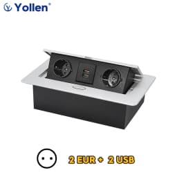 Aluminum Panel EUR/French Bronze Gold(Бронза Bинтажна)/Black/Silver Table Socket 2/3 Way Outlet USB Power Three Power Household