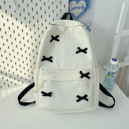 Y2K Girls Star Pattern Laptop Backpack Teen Student Large Capacity School Bookbag Corduroy Rucksack Double Strap Shoulder Bag