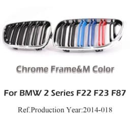 Front Bumper Kidney Grill M Color Carbon Print Fiber Chrome Performance Color Grille For BMW 2 Series F22 F23 F87 218i 220i 228i