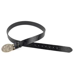 Tang Grass Pattern Embossed Leather Belt Fashion for Men Youth