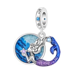 Blue Charm 925 Sterling Silver Ocean Pearls Betta Fish Pendant Birthday Party Gift for Women Bracelet Necklace DIY Beads Jewelry