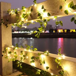 Silk Fake Green Leaf Ivy Vine with LED Lights String for Home Bedroom Decor Wedding Glowing Artifical Plant Garland Decor