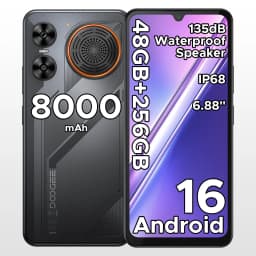 DOOGEE M30 Ai Smartphone 6.88" IP68 Waterproof Android 16 8000mAh Battery 48GB RAM (6+42) 256GB ROM 64MP Camera Widevine L1 Google Pay Supports with 135dB Large Amplitude Speaker