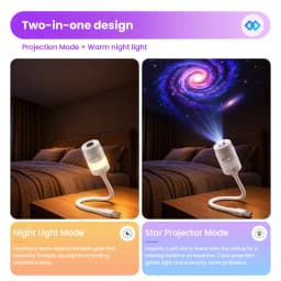 2-IN-1 USB Galaxy Projection Light with 13 Scenes, 7 Colors Stepless Dimming Night Light for Car Interior, Home, Bedroom, Romantic Galaxy Atmosphere Light