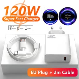 6A 120W EU Fast USB Wall Charger For Xiaomi 11 12 13 14 15 Ultra Redmi Note 11T 12 13 POCO F6 X5 Pro Type C Turbo Charging Cable