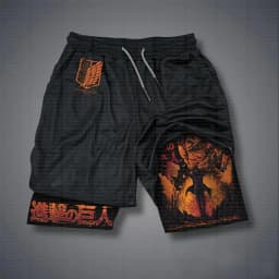 Solo Leveling 2026 New Hot Anime Red Cotton Shorts Men Women Orange Character Blue Glow Scouting Legion Text Black Lining 2025