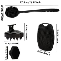 7/4/3Pcs Shower Body Care Set Long Handle Silicone Back Brush Hair Scalp Massager Exfoliate Face Roller Gua Sha Massage Tools