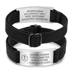 Personalized Medical Alert Bracelet for Men Customized Elastic Strap Stainless Steel Medical ID Bracelets Engraved Medic Info