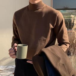 Half-turtleneck Sweater for Men, Long-sleeved Korean Style Trendy Knitted Sweater with Bottoming Shirt, Hong Kong Style Casual