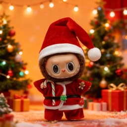 Doll Clothes for 15-17CM Labubu Clothing Merry Christmas Hat Scarf Elk Snowman Set Mini Plush Doll Accessory New Year Dress Gift