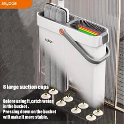 Joybos Ultra-Slim Flat Mop and Bucket System, Hands-Free Wash & Dry Floor Mop Set with 2 Microfiber Pads, 360° Swivel Mop with Squeegee Edge for Hardwood Tile Laminate