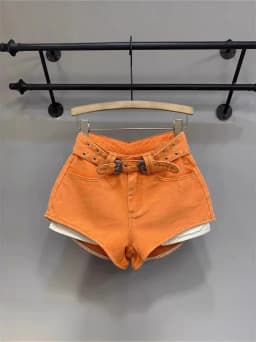 Retro Brown Shorts with A Cut Waistband High Waist Personalized Fashion Wide Leg Hot Pants Shorts Women