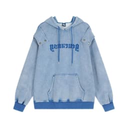 Stylish Oversized Patchwork Embroidered Sweatshirt Trendy Streetwear Black Splicing Loose Outerwear for Young Women