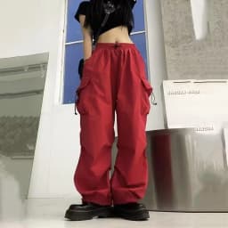 Chic Matching Loose Women's Wide Leg Pants Elastic Waist Drawstring Patchwork Straight Leg Pant Casual Streetwear New Sportswear