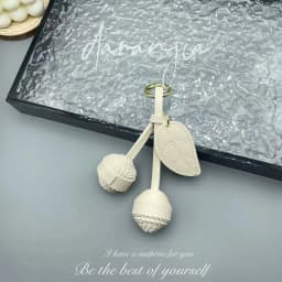 Small Cherry Ball Bag Decoration PU Woven Ball Ornament Personalized Bag Hanging Accessories Women's Bag Pendant Creative Gift