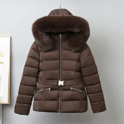Winter Solid Color Long-sleeved Fur Collar Hooded Short Down Cotton Jacket Women's Slim Winter Thickened Versatile Warm Jacket