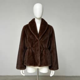 Laur 2026 Shawl Collar Faux Fur Coat Drawstring Waist Mid Length Warm Winter Ladies Plush Fluffy Outerwear