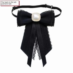 Elegant Lace Ribbon Bowtie Black College Style Collar Rhinestones Jewelry Student Shirt Korean Fabric Bow Brooches