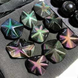 1pc Rainbow Obsidian Five-Pointed Star Carving - Deep Purple to Black Gradient, Polished Natural Stone Decor for Home, Office