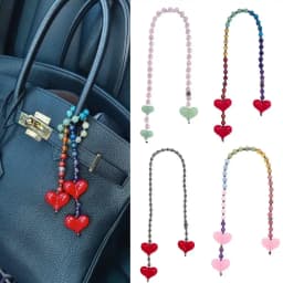 Red Love Y2k Keychain Beads Keychain Korean Bag Charms For Handbags Bag Pendant Handmade Beaded Keyring Vintage Bag Jewelry 2025