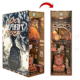 DIY Wooden Book Nook Shelf Insert Kits Miniature Cherry Blossom Bookends Japanese Doll Houses Toys Bookshelf Gifts Home Decor